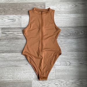 Swim Zip Front Sleeveless One Piece